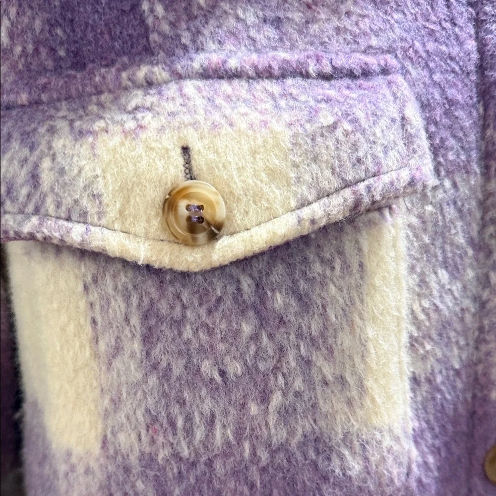 Skies Are Blue Purple and Cream Plaid Teddy Jacket - Picture 5 of 6